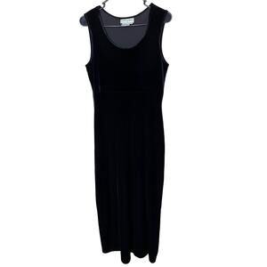 Karin‎ Stevens Womens Size 6 Black Velvet Vintage 90s Maxi Dress Scoop Neck